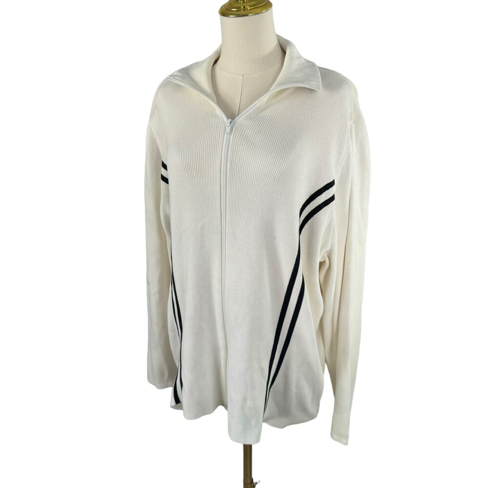 Tommy Hilfiger Vintage Zip-Up Sweater Jacket White Preppy Casual Rib Knit 2XL - Picture 5 of 16